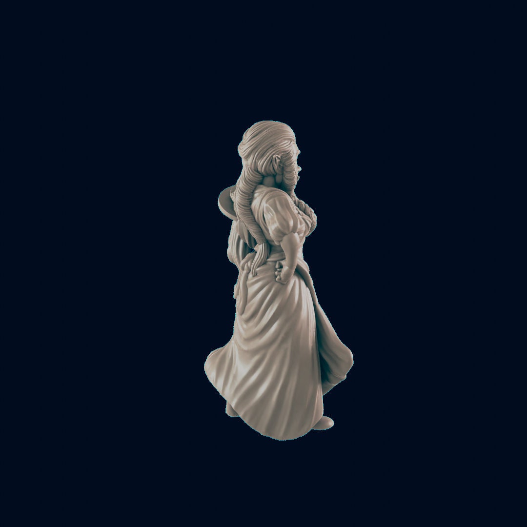 Half Orc Female Waitress - EC3D | DnD | Orc | Villager minis | bartender | 32mm | Pathfinder | innkeeper | TTRPG | Wargaming-2