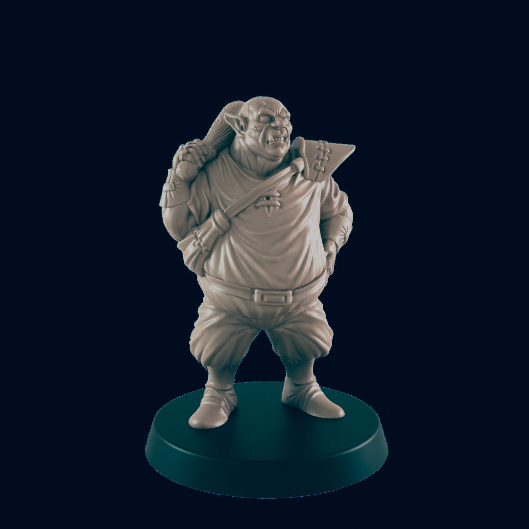 Orc Male Bouncer - EC3D | DnD | Villager minis | barkeep | PC/NPC | 32mm | Pathfinder | commoner | TTRPG | Wargaming | Frostgrave-1