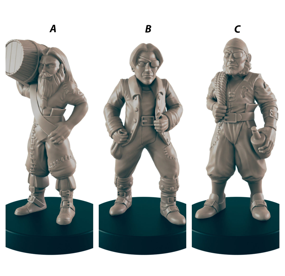 Human Sailors - EC3D | DnD | Villager minis | adventurer | Captain | 32mm | Pathfinder | commoner | TTRPG | Wargaming | Frostgrave-1