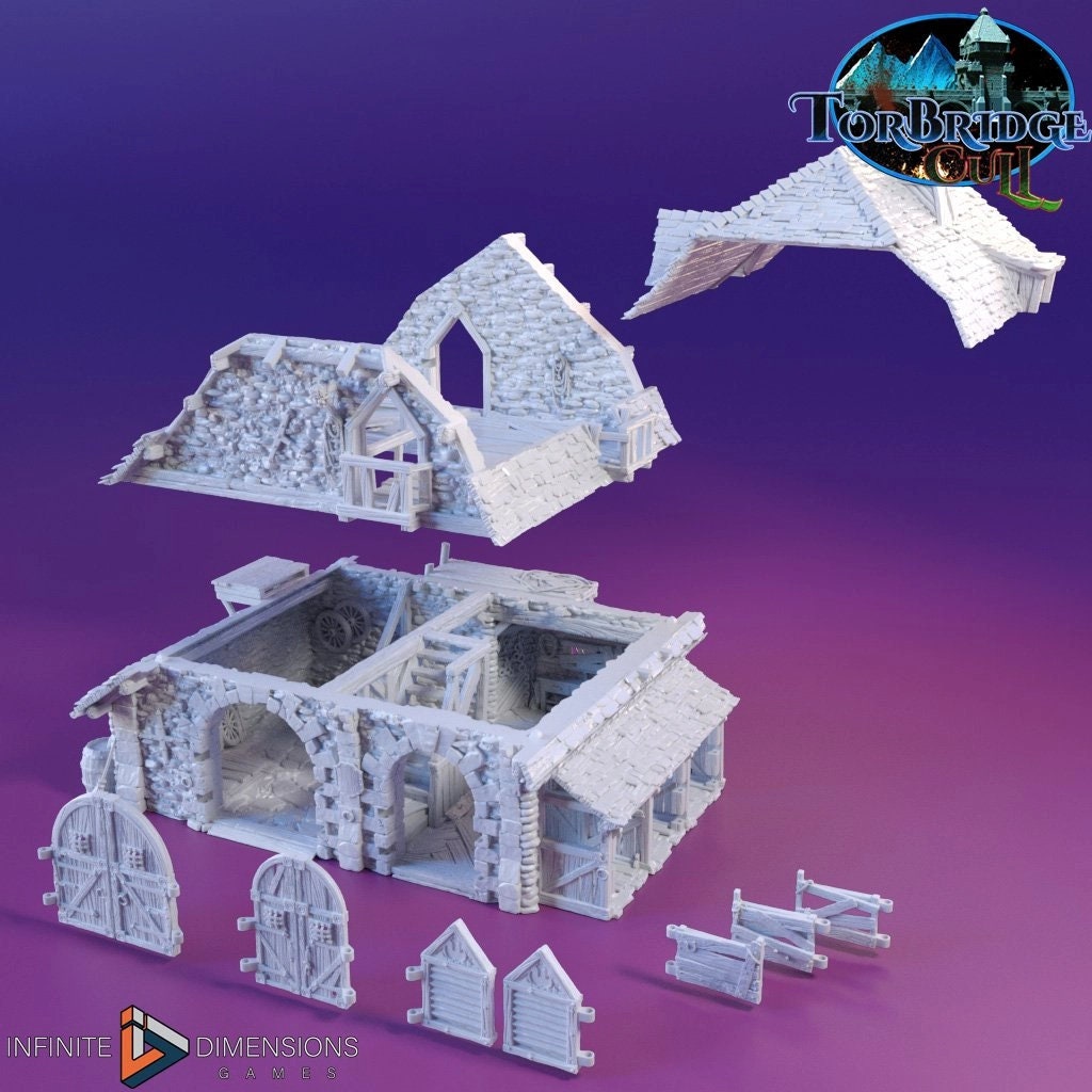 The Last Hearth Coach House Miniature Building - DnD, Wargaming, Model Train | Terrain | Town | Village | Inn | Hotel | Pathfinder | Home-2