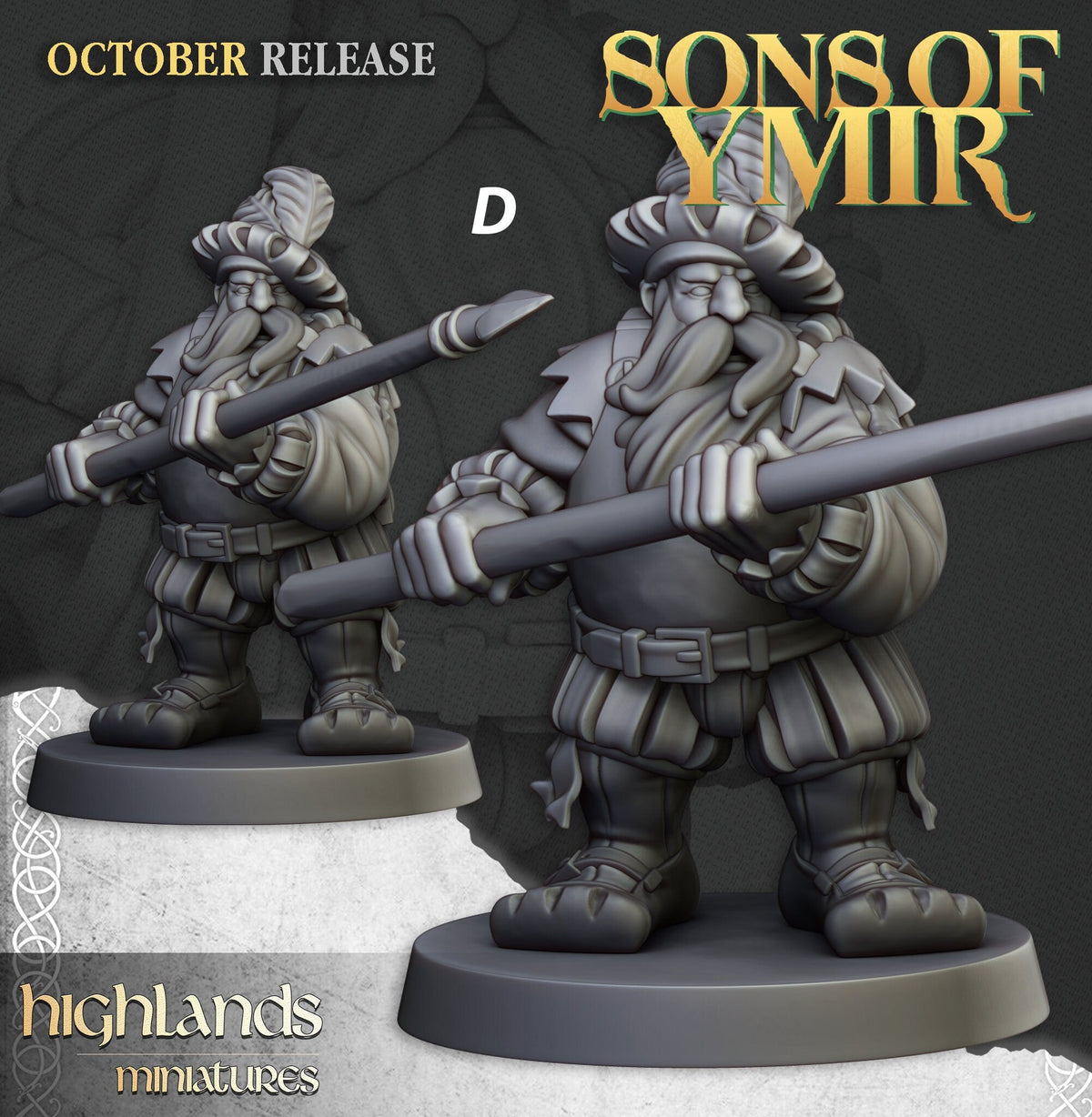 Dwarven Pikemen Set - Highland Miniature | DnD | Dwarf | melee unit | fighter | 32mm | Pathfinder | TTRPG | Wargaming | Frostgrave-6