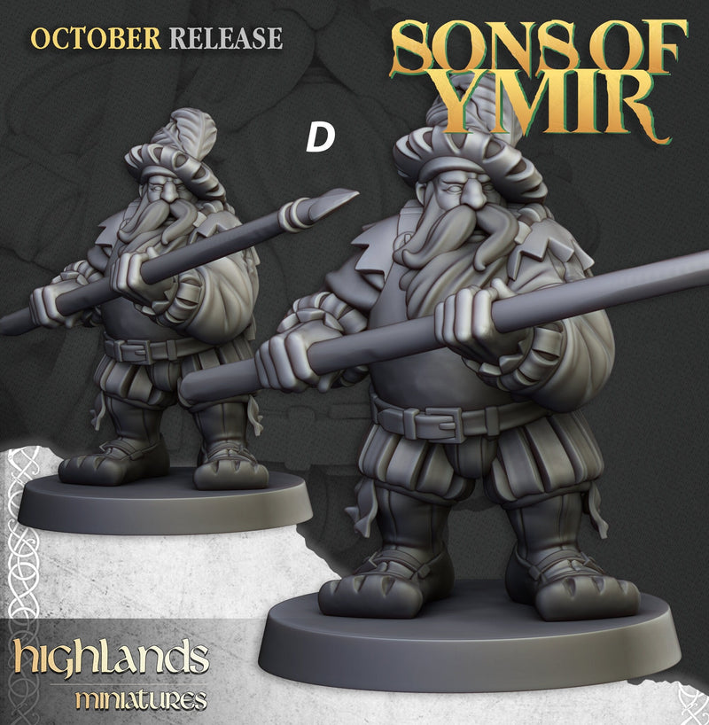 Dwarven Pikemen Set - Highland Miniature | DnD | Dwarf | melee unit | fighter | 32mm | Pathfinder | TTRPG | Wargaming | Frostgrave-6
