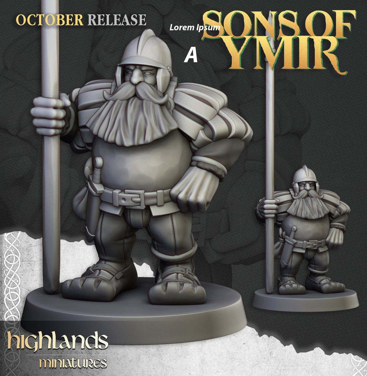 Dwarven Pikemen Set - Highland Miniature | DnD | Dwarf | melee unit | fighter | 32mm | Pathfinder | TTRPG | Wargaming | Frostgrave-3