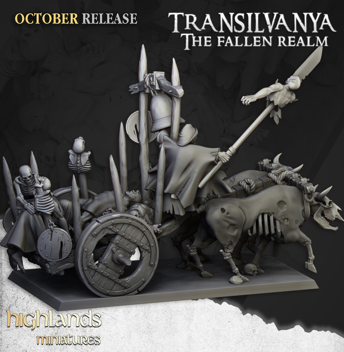 Corpse Cart - Highland Miniature | DnD | Undead | melee | 32mm | Pathfinder | Graveyard | TTRPG | Wargaming | Frostgrave-4