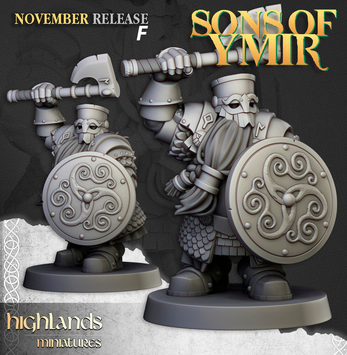 Dwarven Huscarl Set - Highland Miniature | DnD | Dwarf | melee unit | fighter | 32mm | Pathfinder | TTRPG | Wargaming | Fantasy | Frostgrave-7