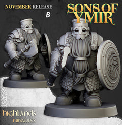 Dwarven Huscarl Set - Highland Miniature | DnD | Dwarf | melee unit | fighter | 32mm | Pathfinder | TTRPG | Wargaming | Fantasy | Frostgrave-3
