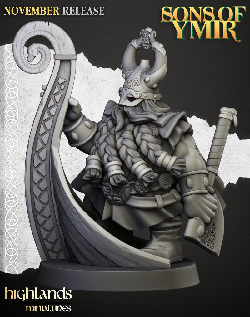 Dwarven Sea Lord - Highland Miniature | DnD | Dwarf | melee unit | fighter | 32mm | Pathfinder | TTRPG | Wargaming | Fantasy-5