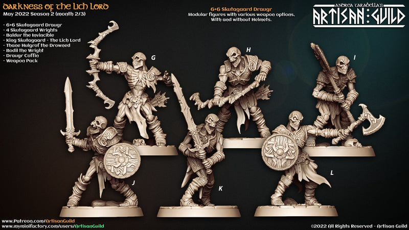 Skutagaard Draugar - Artisan Guild | D&D | Skeleton | Monster | Fighter | Melee| Archer | 32mm | Pathfinder | Frostgrave | TTRPG | Wargaming-2
