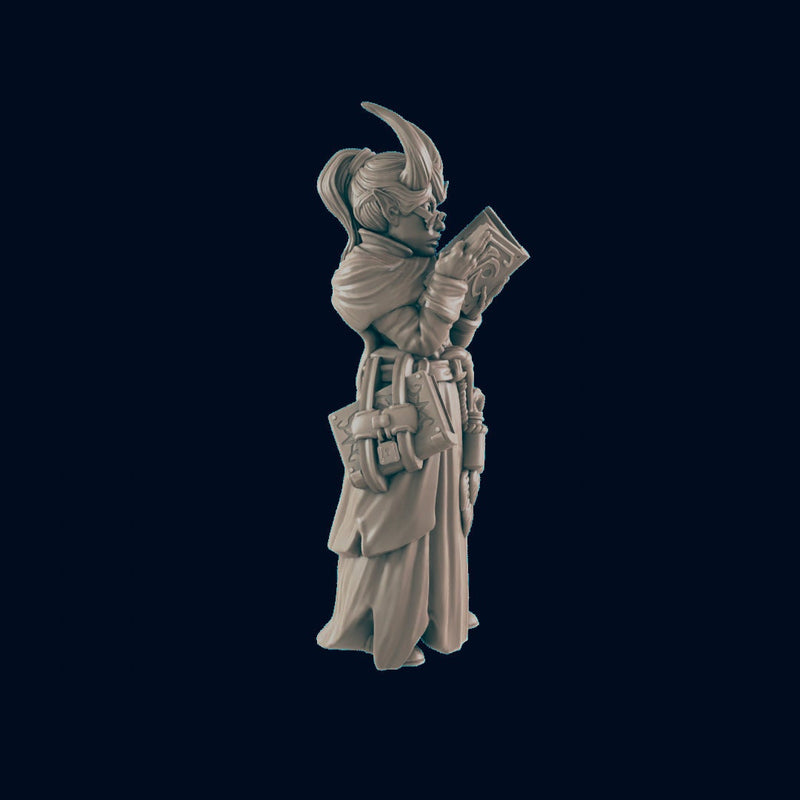 Demonkin Female Scholar - EC3D | DnD | Demonkin | Tiefling | Villager | Commoner | 32mm | Pathfinder | Frostgrave | TTRPG | Wargaming-2