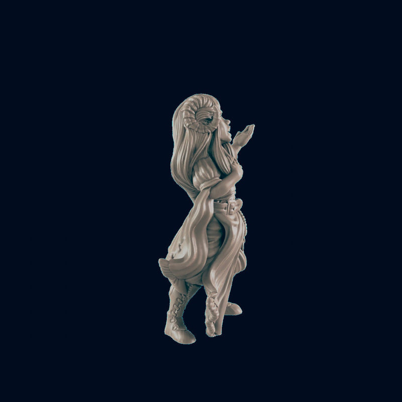Demonkin Female Songstress - EC3D | DnD | Demonkin | Tiefling | Villager | Commoner | 32mm | Pathfinder | Frostgrave | TTRPG | Wargaming-3