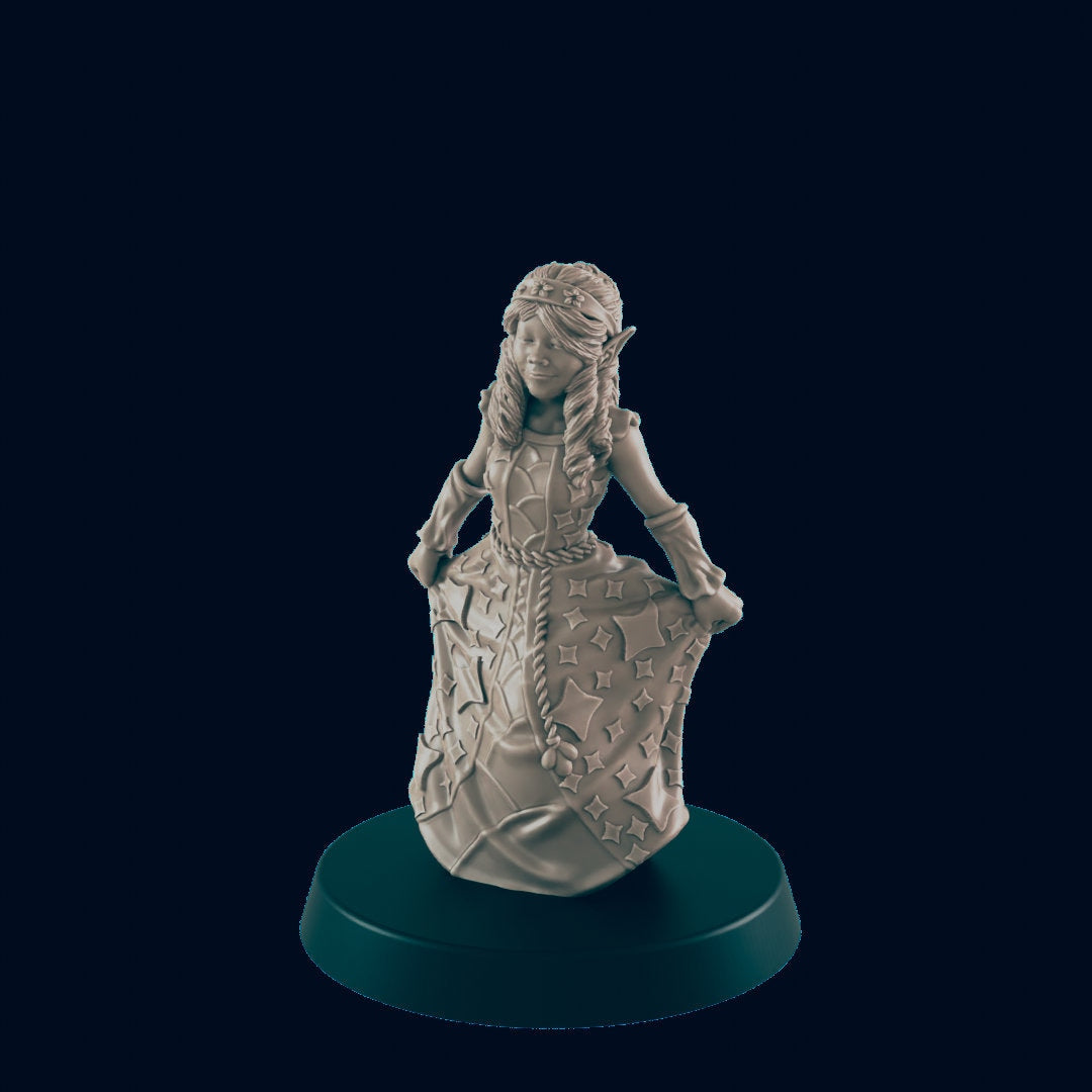 Elven Kid Princess - EC3D | DnD | Elf | Villager minis | princess | 32mm | Pathfinder | Noble | Fantasy | Wargaming | child-1