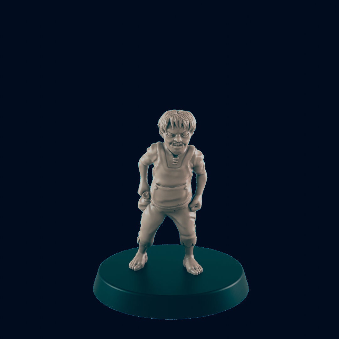 Half Orc Kid Bully - EC3D | DnD | Orc | Villager minis | child | 32mm | Pathfinder | commoner | TTRPG | Wargaming