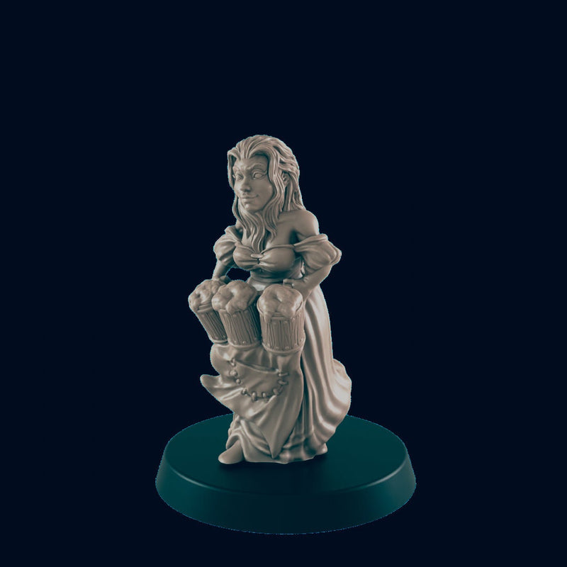 Human Female Barmaid dnd mini - EC3D | DnD | Variant | Villager | barkeep | Innkeeper | 32mm | Pathfinder | commoner | TTRPG | Wargaming-1