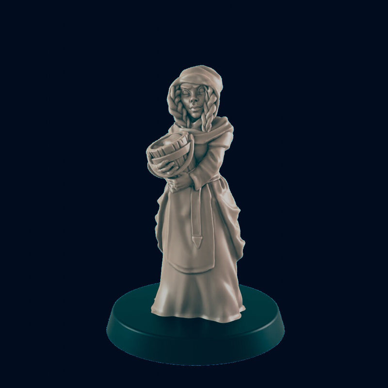 Human Female Washerwoman - EC3D | DnD | Variant | Villager minis | peasant | Innkeeper | 32mm | Pathfinder | commoner | TTRPG | Wargaming-1
