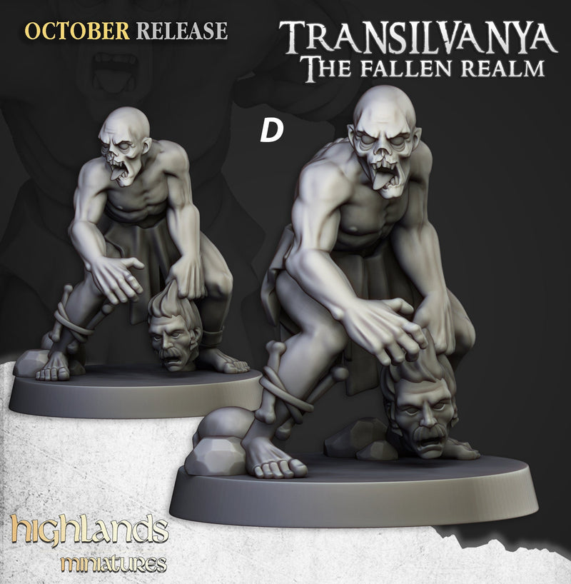 Ghoul Set - Highland Miniatures | DnD | Undead | Zombie | 32mm | Pathfinder | Graveyard | TTRPG | Wargaming | Frostgrave | Transylvania-5