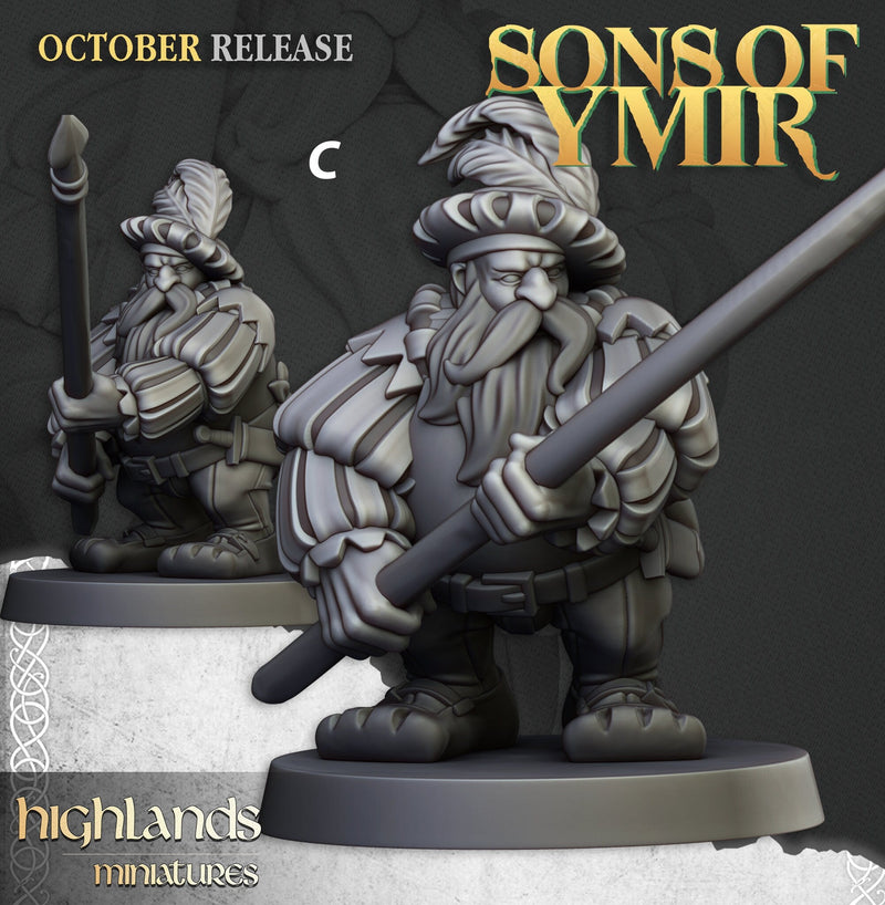 Dwarven Pikemen Set - Highland Miniature | DnD | Dwarf | melee unit | fighter | 32mm | Pathfinder | TTRPG | Wargaming | Frostgrave-5