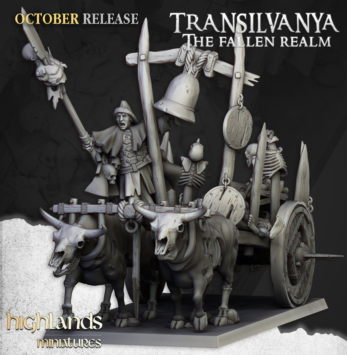 Corpse Cart - Highland Miniature | DnD | Undead | melee | 32mm | Pathfinder | Graveyard | TTRPG | Wargaming | Frostgrave
