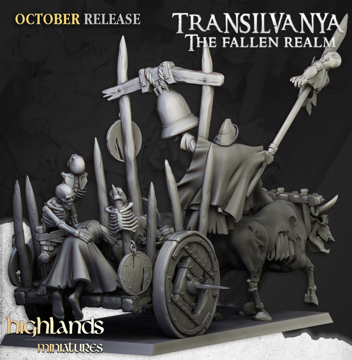 Corpse Cart - Highland Miniature | DnD | Undead | melee | 32mm | Pathfinder | Graveyard | TTRPG | Wargaming | Frostgrave-3