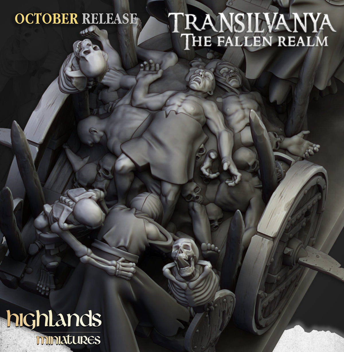Corpse Cart - Highland Miniature | DnD | Undead | melee | 32mm | Pathfinder | Graveyard | TTRPG | Wargaming | Frostgrave-6