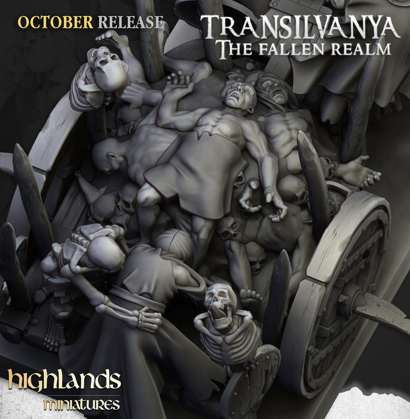 Corpse Cart - Highland Miniature | DnD | Undead | melee | 32mm | Pathfinder | Graveyard | TTRPG | Wargaming | Frostgrave-6