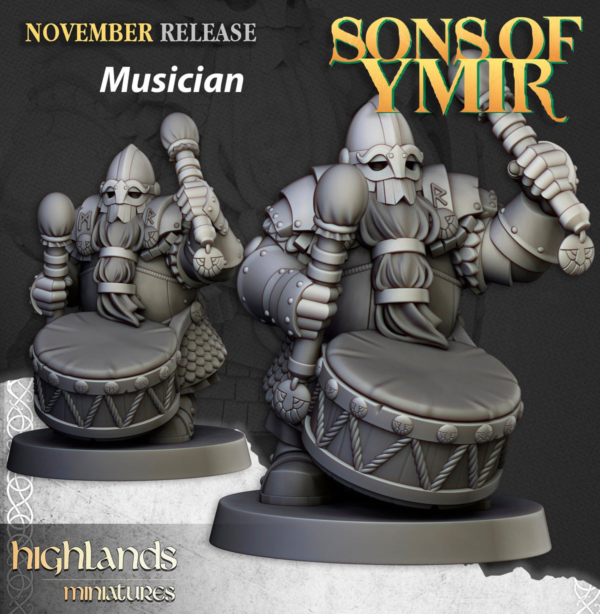 Dwarven Huscarl Set - Highland Miniature | DnD | Dwarf | melee unit | fighter | 32mm | Pathfinder | TTRPG | Wargaming | Fantasy | Frostgrave-8