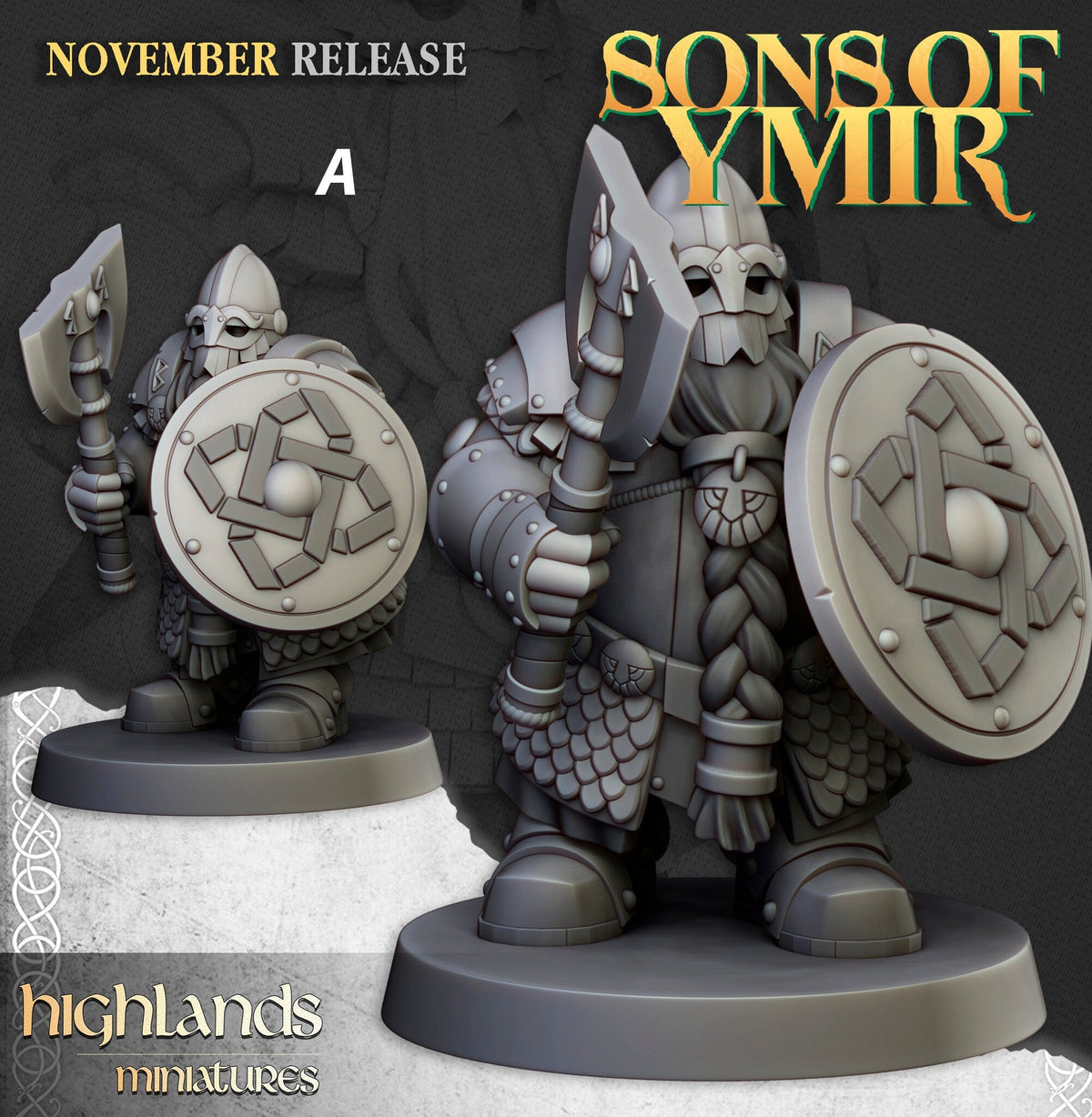 Dwarven Huscarl Set - Highland Miniature | DnD | Dwarf | melee unit | fighter | 32mm | Pathfinder | TTRPG | Wargaming | Fantasy | Frostgrave-2
