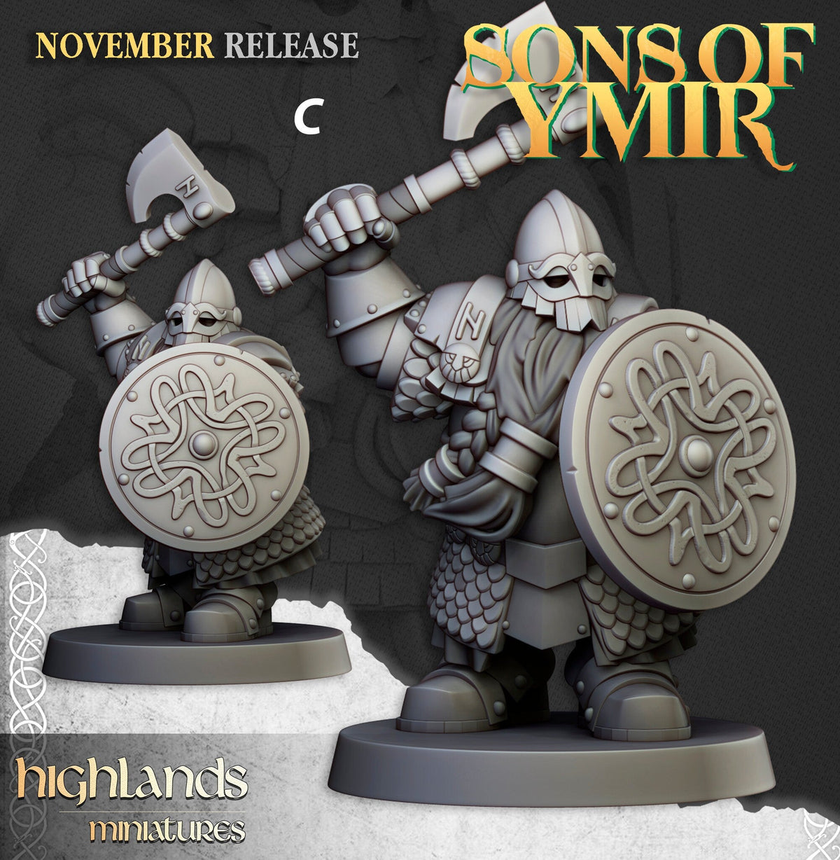 Dwarven Huscarl Set - Highland Miniature | DnD | Dwarf | melee unit | fighter | 32mm | Pathfinder | TTRPG | Wargaming | Fantasy | Frostgrave-4