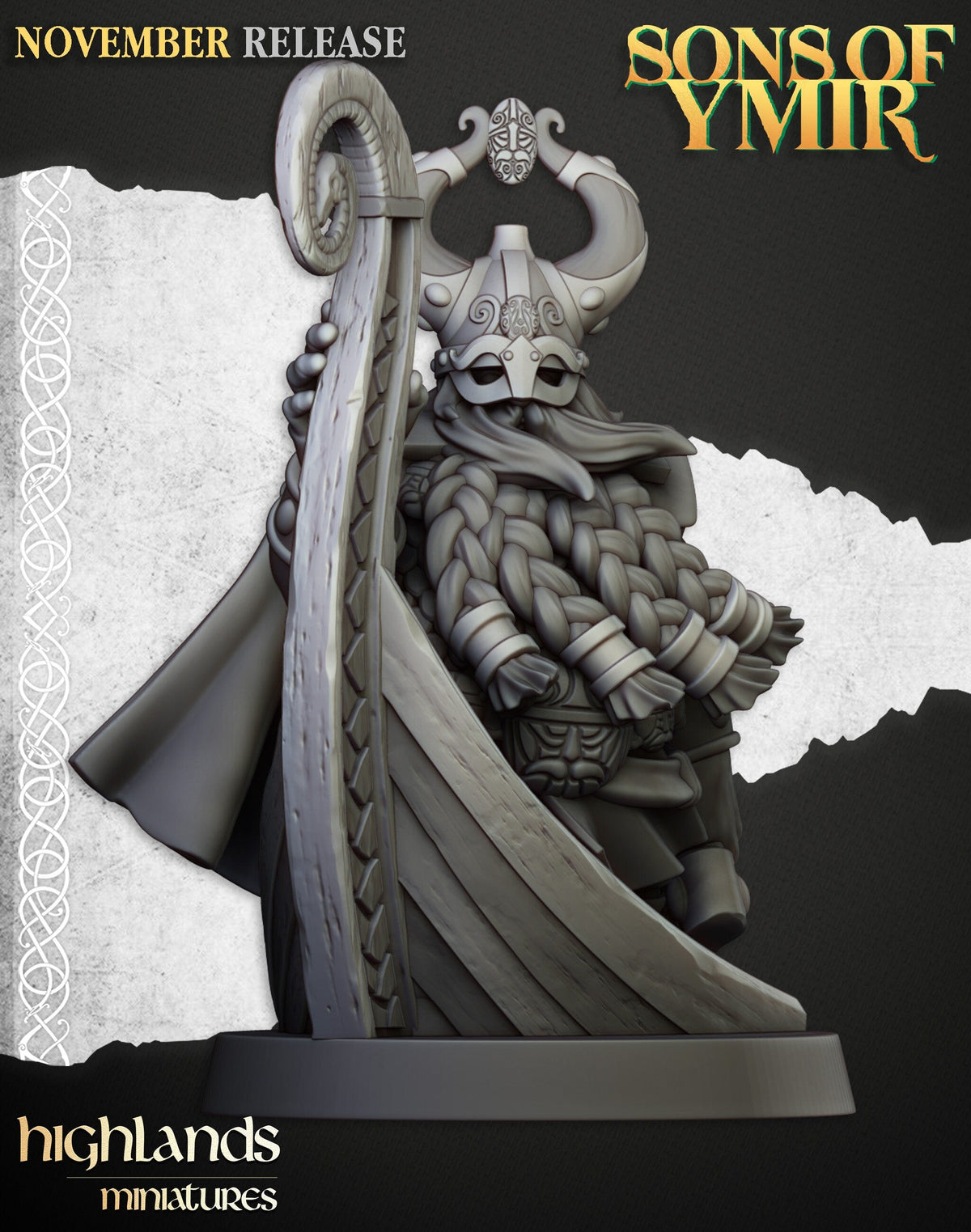 Dwarven Sea Lord - Highland Miniature | DnD | Dwarf | melee unit | fighter | 32mm | Pathfinder | TTRPG | Wargaming | Fantasy-3