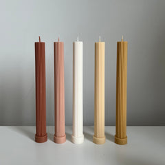 Ribbed Soy Wax Taper Candle: Handmade Unscented Pillar-9
