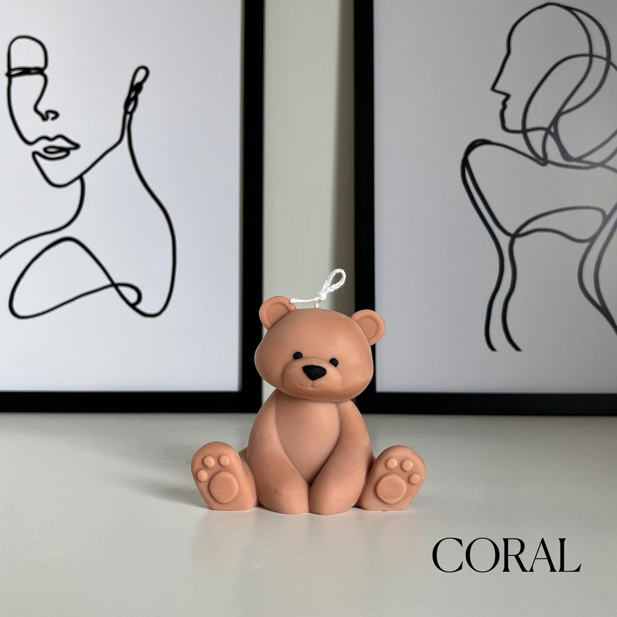 Teddy Bear Candle | Decorative Soy Wax Pillar, Nursery Decor-3