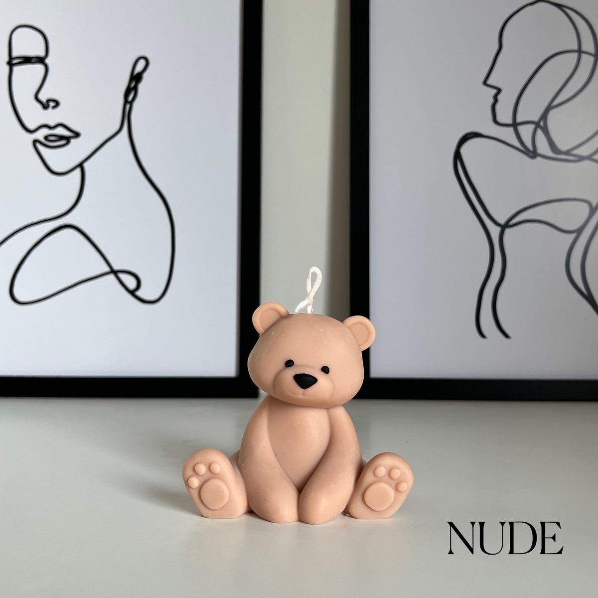 Teddy Bear Candle | Decorative Soy Wax Pillar, Nursery Decor-4