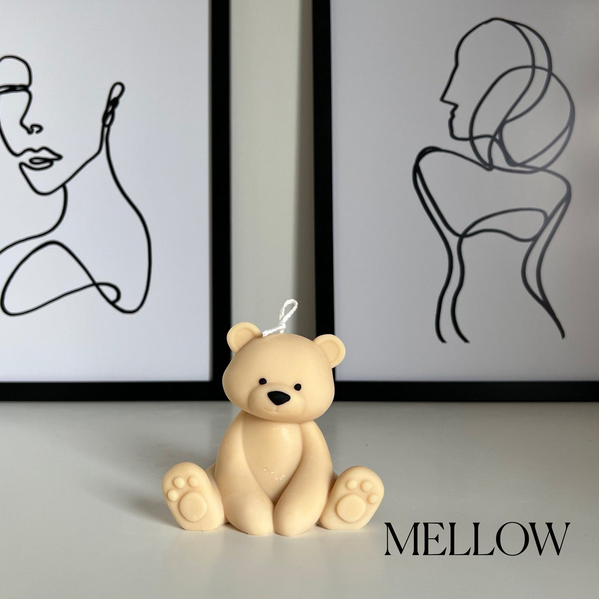Teddy Bear Candle | Decorative Soy Wax Pillar, Nursery Decor-6