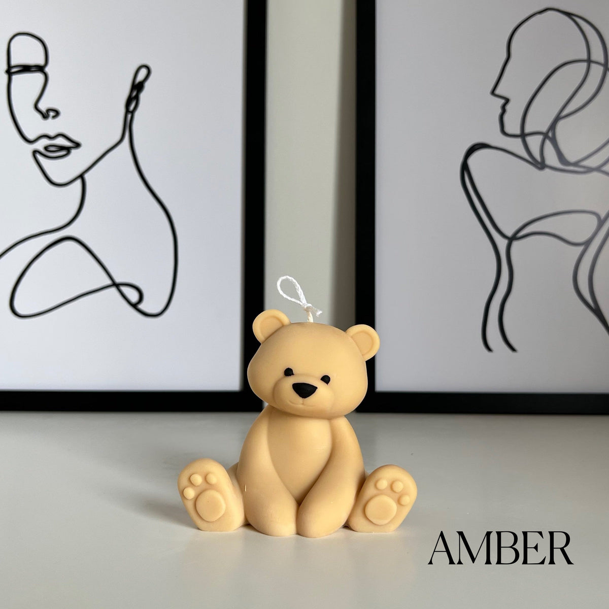 Teddy Bear Candle | Decorative Soy Wax Pillar, Nursery Decor-7