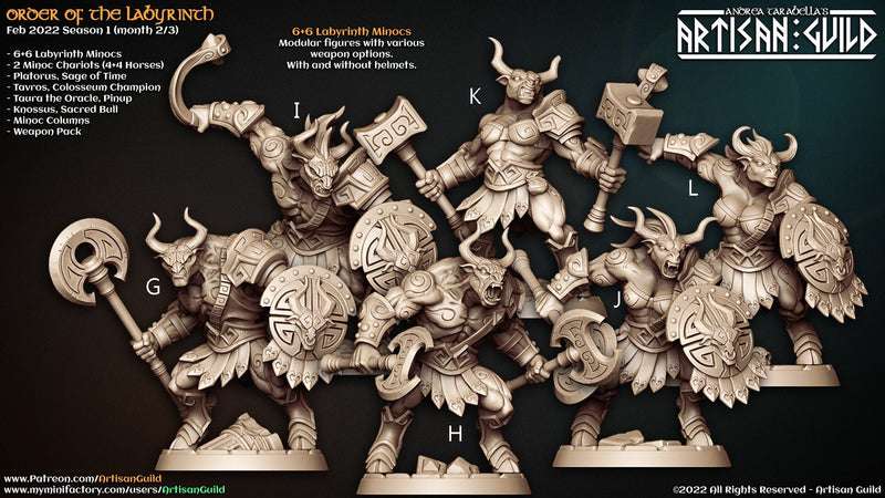Labyrinth Minocs - Artisan Guild | Minotaur | Barbarian | Male | Female | Fantasy | Fighter | Bull | Frostgrave | DnD | Pathfinder-2