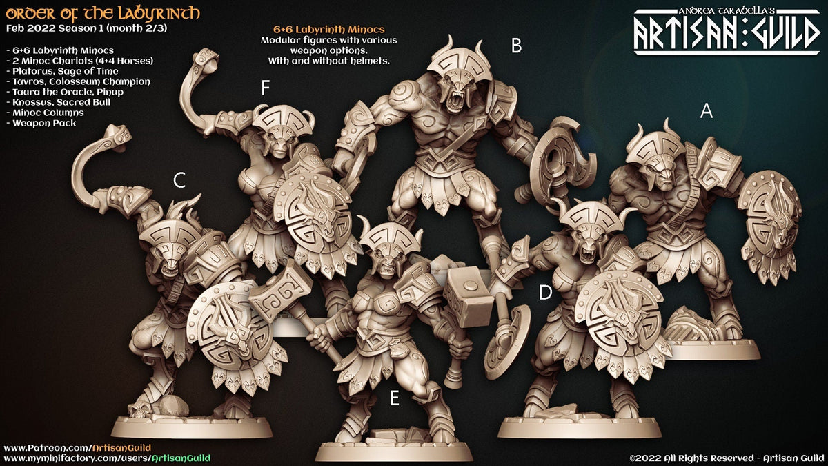 Labyrinth Minocs - Artisan Guild | Minotaur | Barbarian | Male | Female | Fantasy | Fighter | Bull | Frostgrave | DnD | Pathfinder