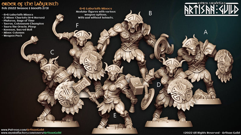 Labyrinth Minocs - Artisan Guild | Minotaur | Barbarian | Male | Female | Fantasy | Fighter | Bull | Frostgrave | DnD | Pathfinder-1