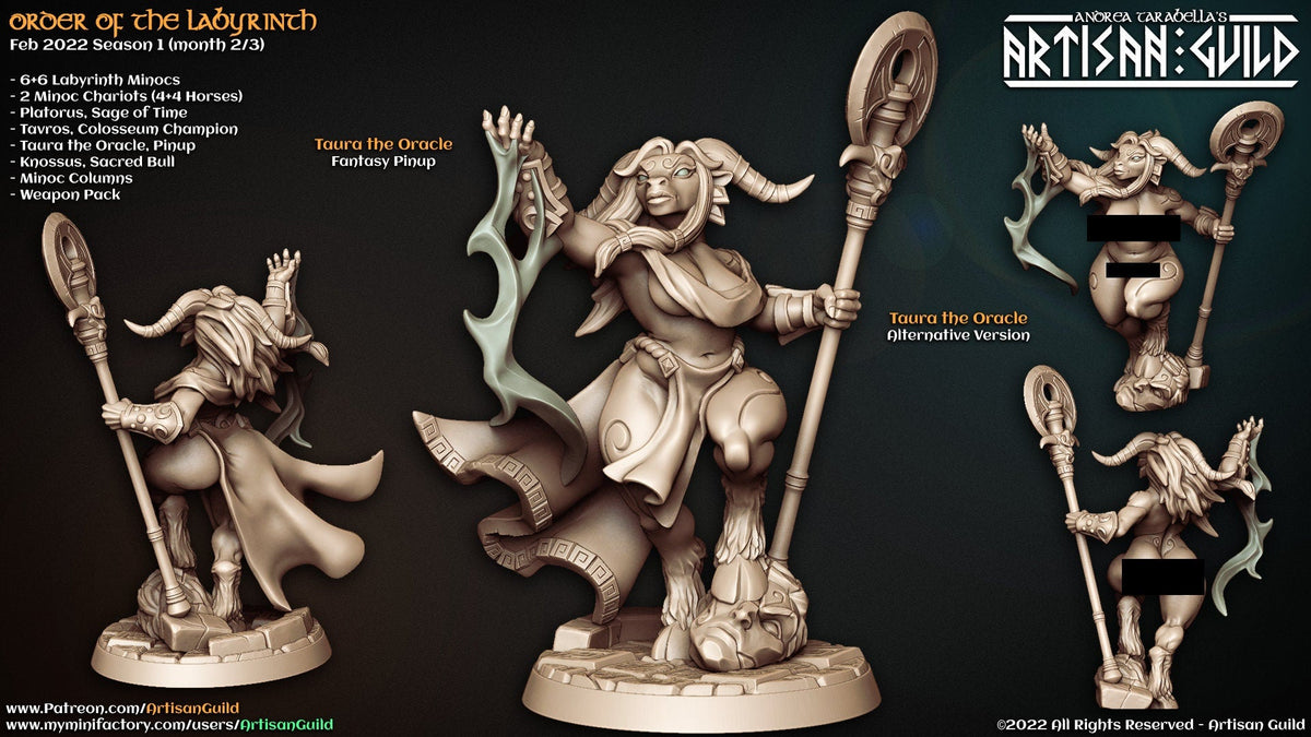 Taura the Oracle - Artisan Guild | Minotaur | Cleric | Sorceress | Pinup | Fantasy | Wizard | Labyrinth | Frostgrave | DnD | Pathfinder