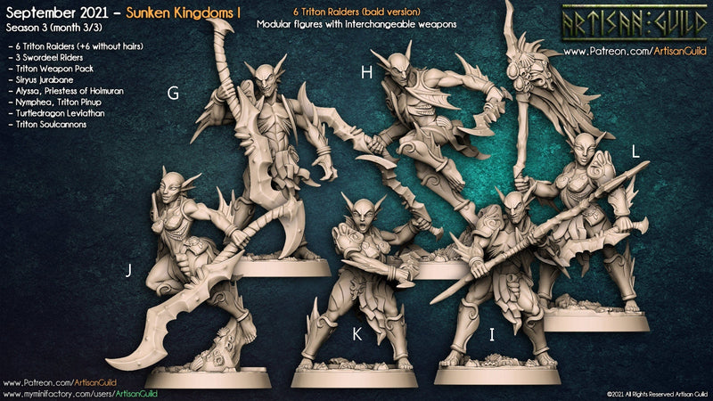 Triton Raiders - Artisan Guild, Triton | Fighter | Male | Female | Ranger | Fantasy | Melee | Ocean | Sea | Spear | DnD | Pathfinder | Sword-2