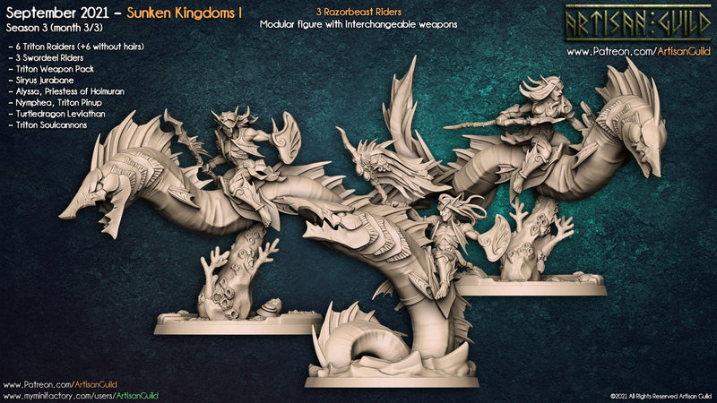 Swordeels Riders - Artisan Guild, Triton | Male | Female | Fighter | Mount | Eel | Sea | Fantasy | Paladin | Spear | Sword | DnD, Pathfinder-2