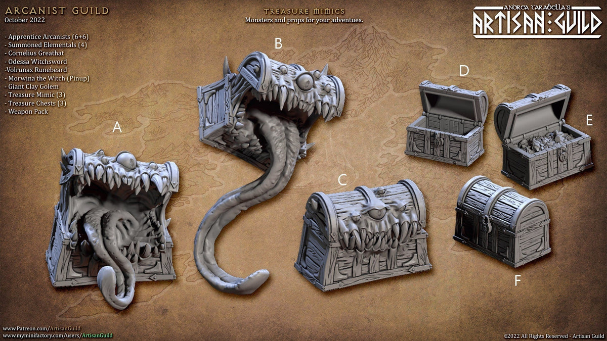 Treasures Chests and Mimics mini set - Artisan Guild | Mimic | Chest | Treasure | Monster | Fantasy | Trap | DnD | Pathfinder | Frostgrave-1