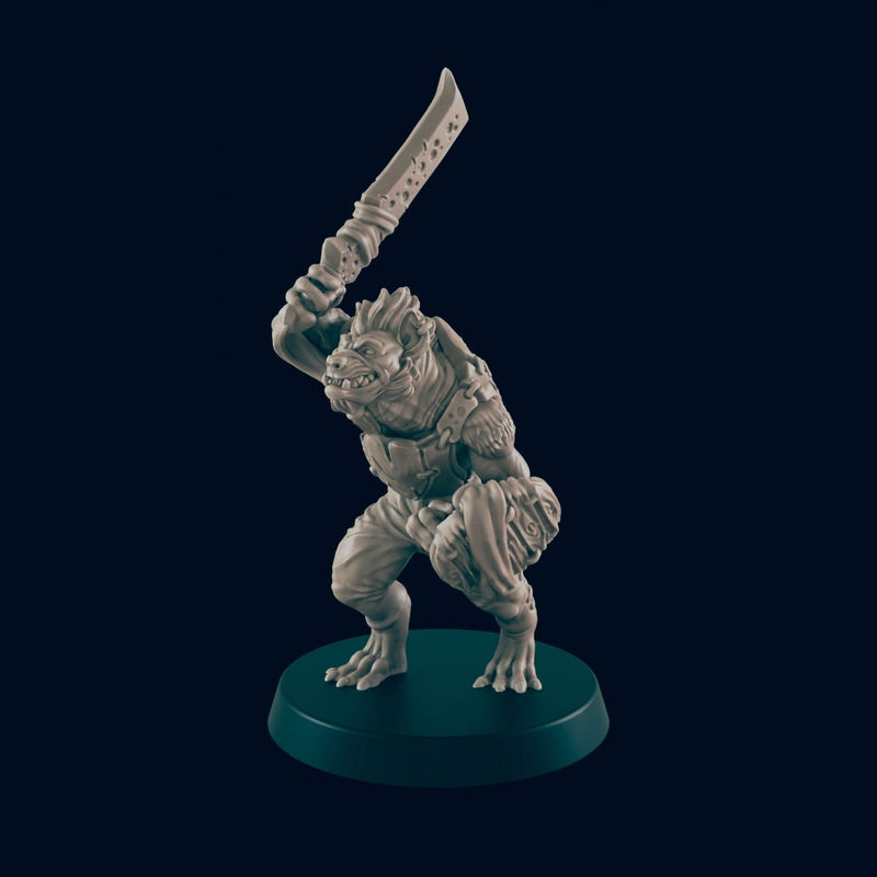 Gnoll Hunting Pack Mini Set - EC3D, DnD Monster | Archer, Melee 32mm | Pathfinder | Fantasy | Shaman | Wargaming | Frostgrave | Hyena | Set-7