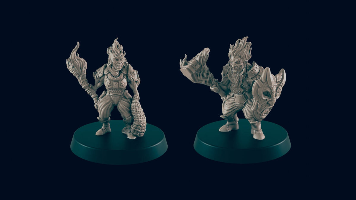 Azer - EC3D, DnD | Dwarf| Monster | Male | Female | Fire | 32mm | Pathfinder | Fantasy | Wizard | Wargaming | Frostgrave-1