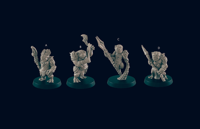 Bullywug - EC3D, DnD | Frog | Monster| Swamp | Shaman | Fighter | 32mm | Pathfinder | Fantasy | Wargaming | Frostgrave-1