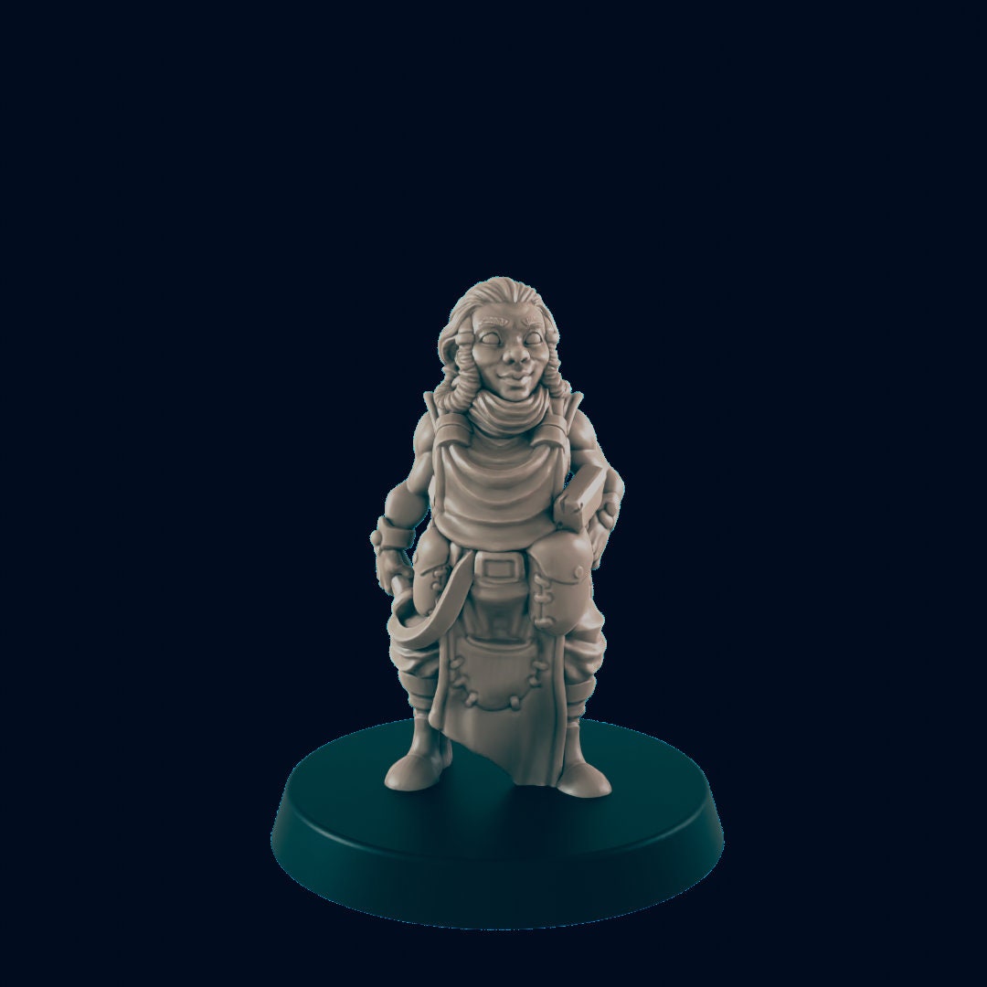 Dwarven Female Blacksmith - EC3D | DnD | Smithy | Villager | Merchant | Female | 32mm | Pathfinder | commoner | TTRPG | Wargaming-1