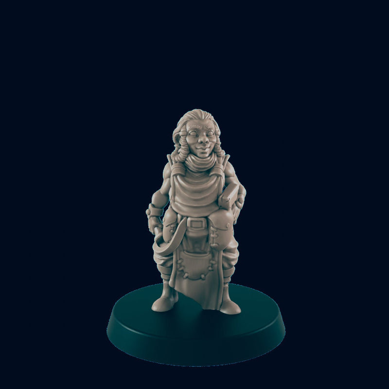 Dwarven Female Blacksmith - EC3D | DnD | Smithy | Villager | Merchant | Female | 32mm | Pathfinder | commoner | TTRPG | Wargaming-1