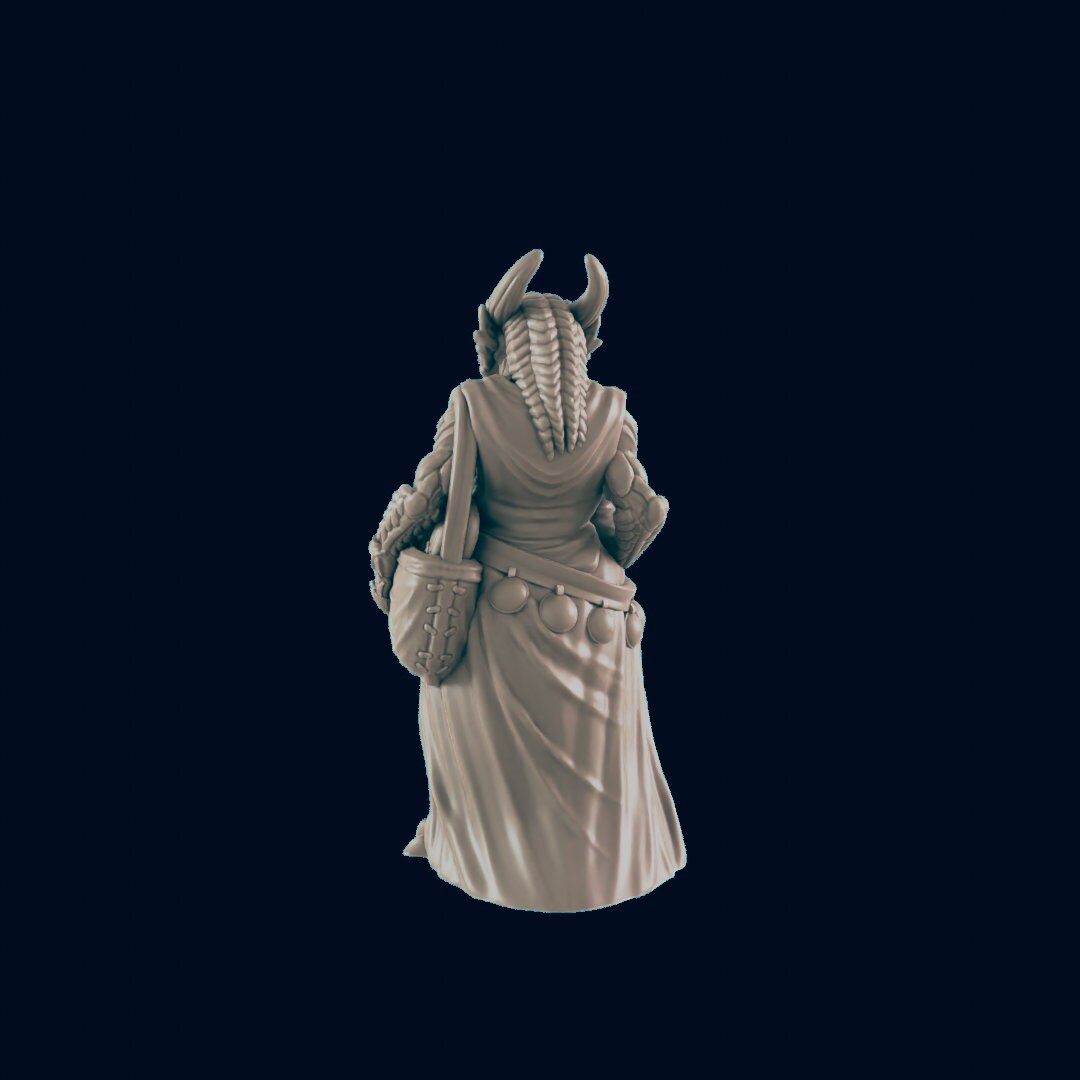 Dragonborn Female Shopper - EC3D | DnD | Dragon | Female | Villager | Peasant | 32mm | Pathfinder | commoner | TTRPG | Wargaming-3