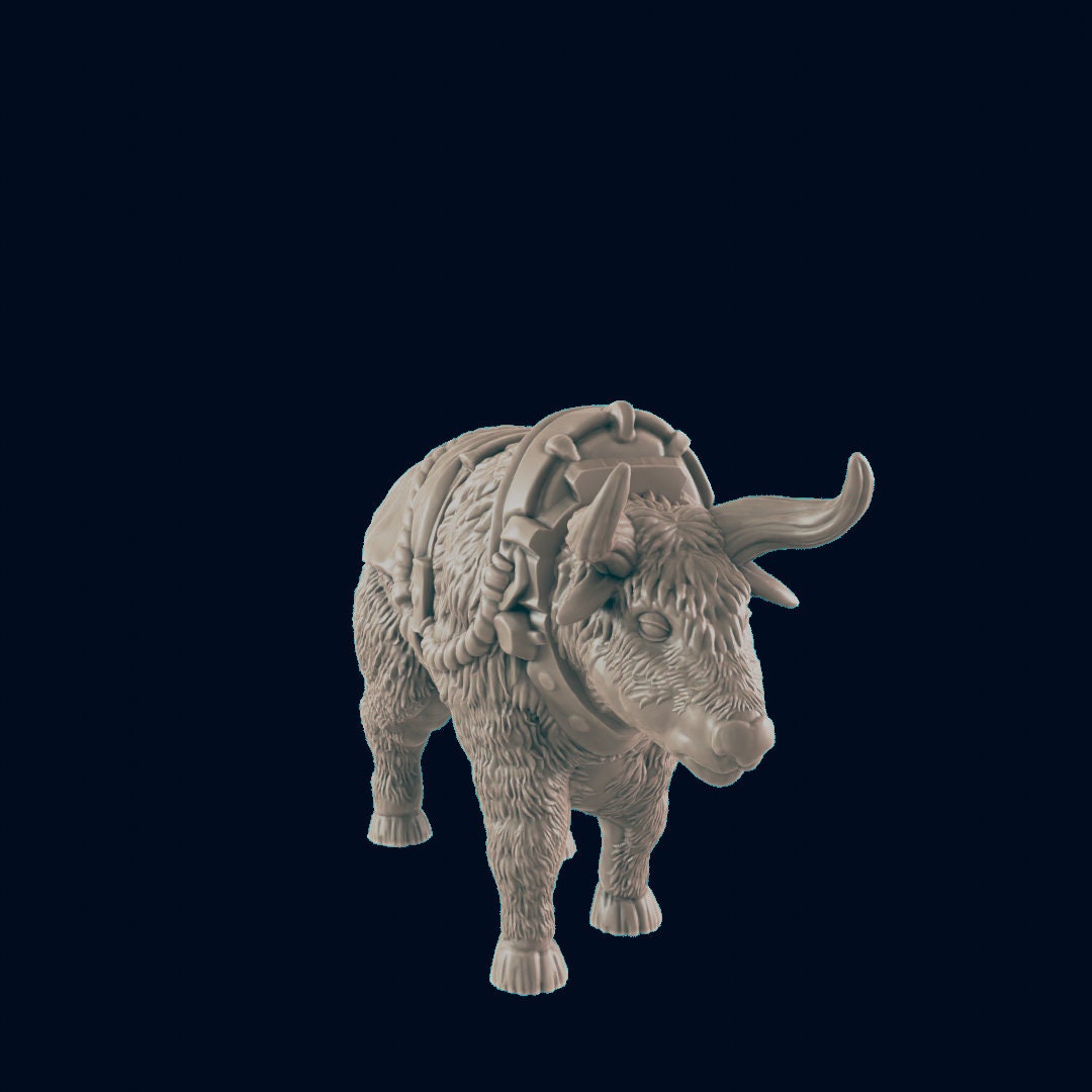 Harnessed Oxen - EC3D | DnD | Animal | Cow | Bull | Commoner | 32mm | Pathfinder | Pig | TTRPG | Wargaming-3