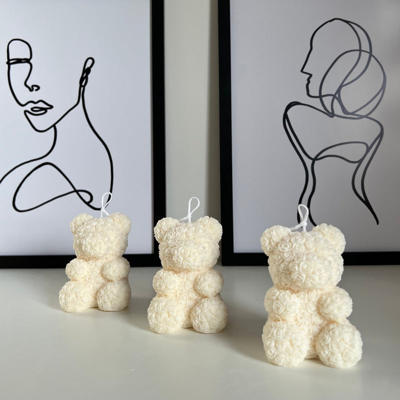 Rose Teddy Bear Candle: Hand Poured Soy Wax Blend Home Decor-4