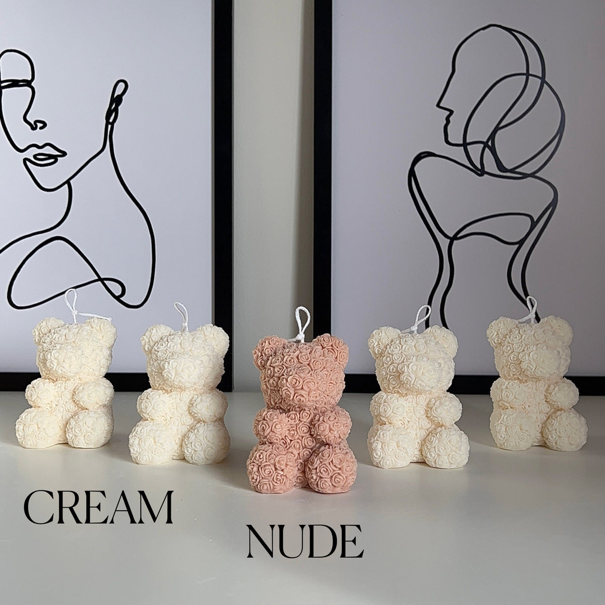Rose Teddy Bear Candle: Hand Poured Soy Wax Blend Home Decor-5