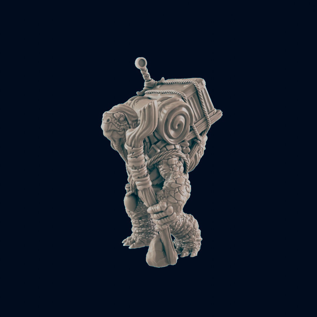 Turtlefolk Traveller - EC3D | DnD | Male | Villager | Tortle | Adventurer | 32mm | Pathfinder | commoner | TTRPG | Wargaming |-2
